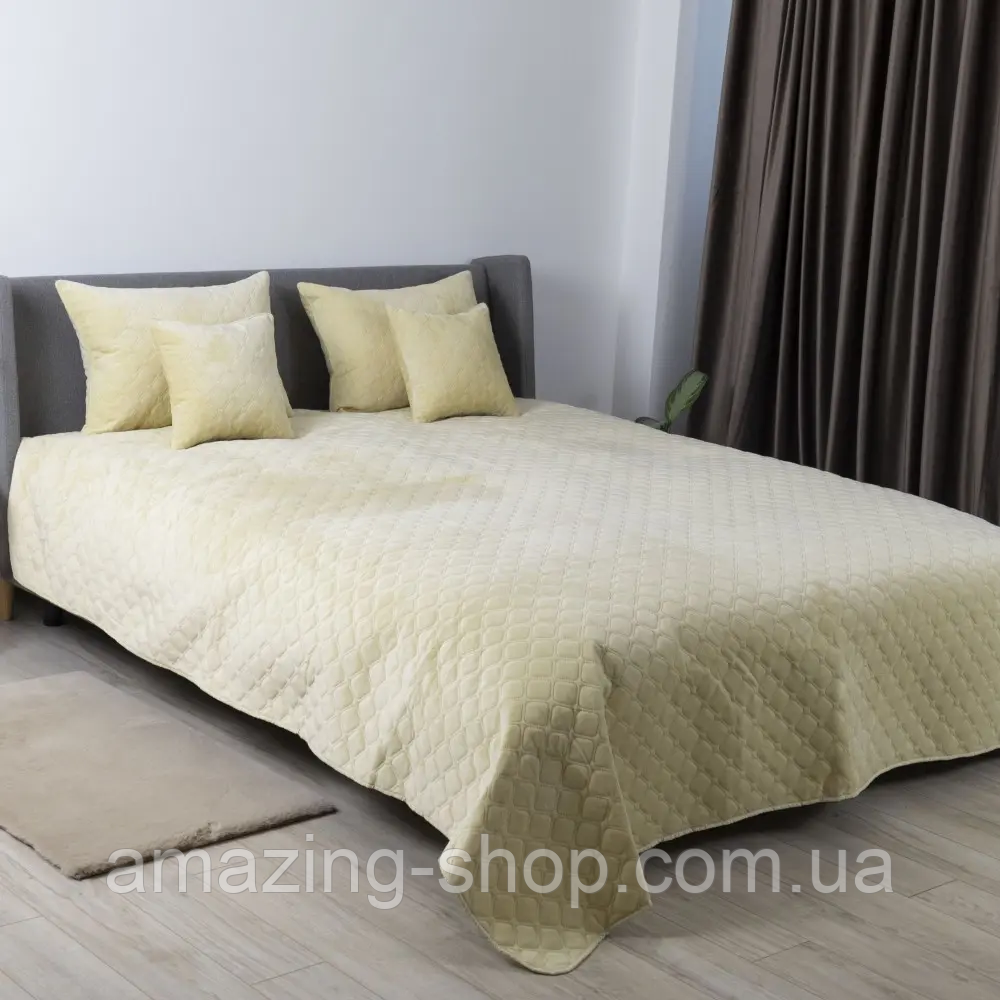 Покривало велюрове ТЕП "VELOUR" Розмір 240x260 Колір - Молочний