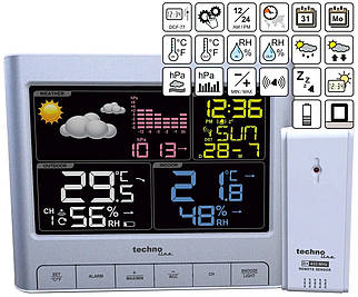 Домашня настільна метеостанція з бездротовим датчиком Technoline WS6449 (Silver)