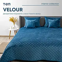 Покривало велюрове ТЕП "VELOUR" Розмір 240x260 Колір - Синій