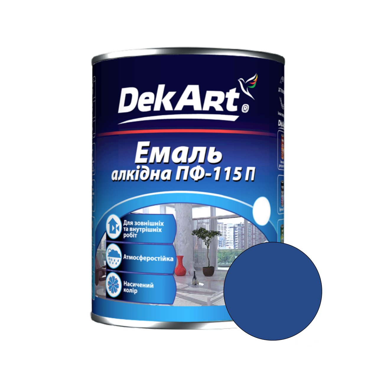 Емаль алкідна ПФ-115П для дерева та металу Dekart 0.9кг. синій