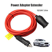 Подовжувач живлення прикурювача 12 V 15 А 120 W з індиактором 3,6 метра з запобіжником. Мідь.