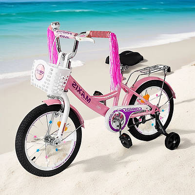 Милий рожевий велосипед біцикл дитині від 6 років Тренувальний транспорт Лісапед велик для прогулянок Колеса 18 "