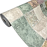 Шпалери вінілові 10,05 × 0,53 м Слов’янські шпалери 5702-04, обої зелені, плитковий візерунок, для кухні, коридору, вітальні, фото 2