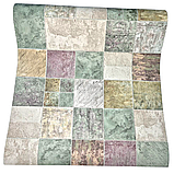 Шпалери вінілові 10,05 × 0,53 м Слов’янські шпалери 5702-04, обої зелені, плитковий візерунок, для кухні, коридору, вітальні, фото 5