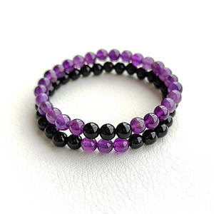 Парні браслети з Аметиста та Чорного агату d 6мм