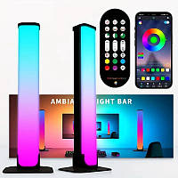 Две настольные RGB лампы Ambiance Light Bar Bluetooth фоновое освещение с пультом, фото 3