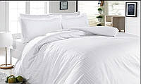 Евро постельное белье "Страйп-сатин" white