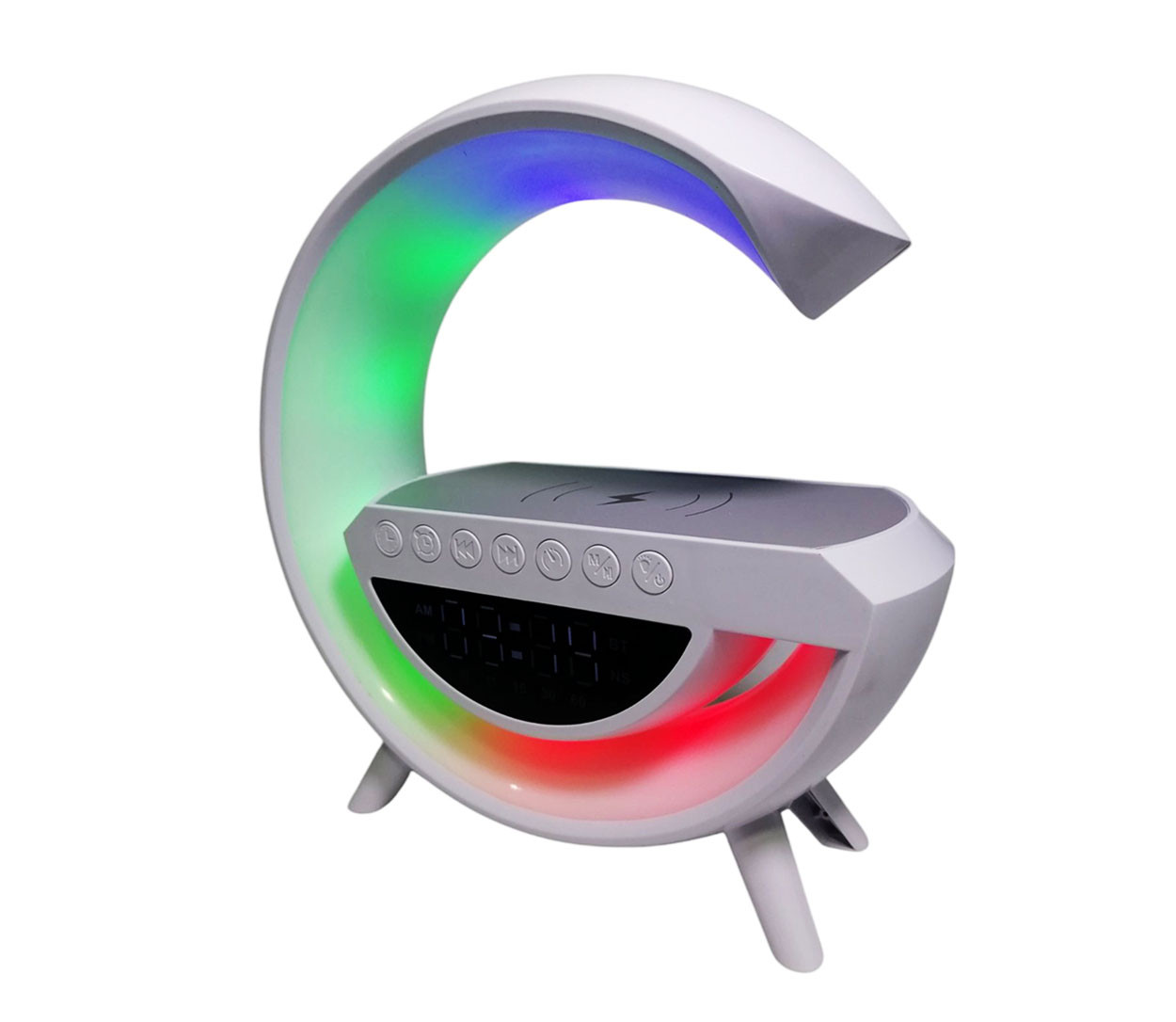 Колонка з годинником, RGB LED лампою й бездротовим зарядним пристрієм G11