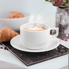 Чашки з полікарбонату Білі чашки з блюдцем horeca Чашки з блюдцем 200 мл з блюдечком