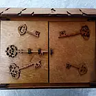 Ключниця настінна з елементами декору з дерева на 6 гачків, двостулкова закрита, Хатинка, фото 4