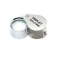 Кишенькова складна лупа 30-кратного збільшення, Лупа Triplet 30X-21 мм з футляром для роботи з дрібними деталями, фото 3