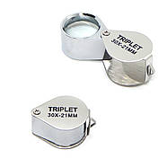 Кишенькова складна лупа 30-кратного збільшення, Лупа Triplet 30X-21 мм з футляром для роботи з дрібними деталями, фото 4