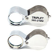 Кишенькова складна лупа 30-кратного збільшення, Лупа Triplet 30X-21 мм з футляром для роботи з дрібними деталями, фото 5