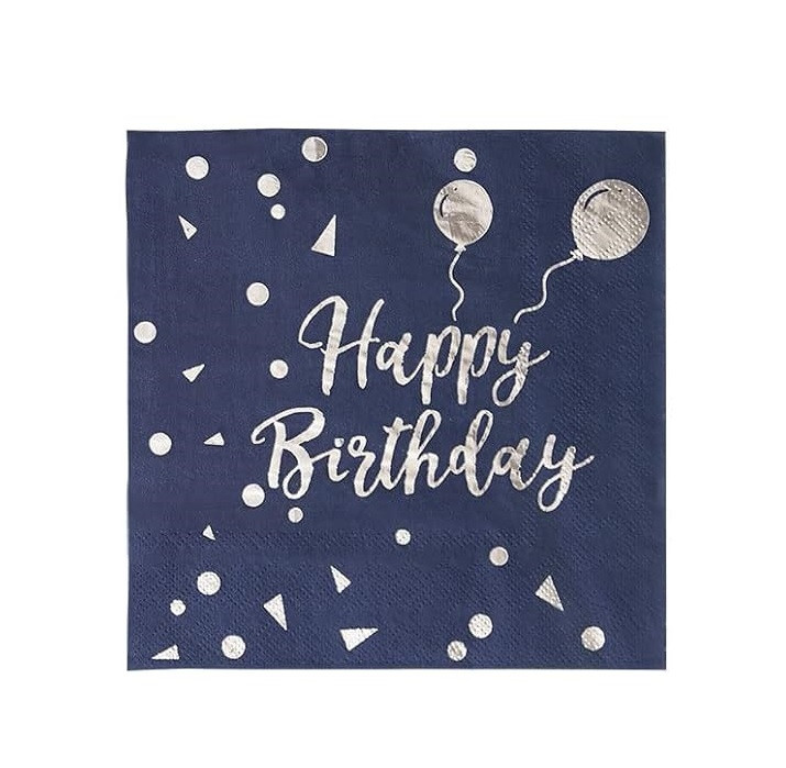Серветки "Happy Birthday Кулькi Синя". В упак: 20шт.