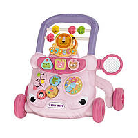 Дитячі ходунки-каталка ігровий центр (звук, рухомі шестерні, сортер, піаніно, пальчиковий лабіринт, годинник, гра з кульками,