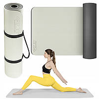 Килимок (мат) спортивний 4FIZJO TPE 180 x 60 x 1 см для йоги та фітнесу Grey/Black (P-5907739311931)