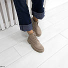 Шкіряні жіночі демісезонні черевики бежевого кольору, фото 4