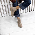 Шкіряні жіночі демісезонні черевики бежевого кольору, фото 5