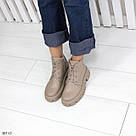 Шкіряні жіночі демісезонні черевики бежевого кольору, фото 8