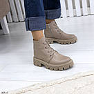 Шкіряні жіночі демісезонні черевики бежевого кольору, фото 10