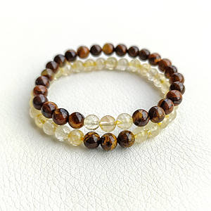 Парні браслети з Цитрину та Тигрового ока d 6мм
