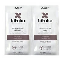 Саше шампунь та бальзам для живлення пошкодженого волосся і сухої шкіри голови Kitoko Nutri-Restore, 10 х 10 мл