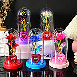 Оригінальний подарунок Троянда в колбі Синя із серцем "Love" подарунок коханим, фото 7