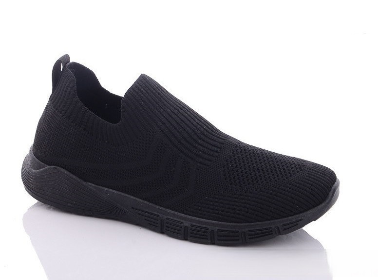 Підліткові кросівки Swin текстильні без шнурків чорні 40-25,5см