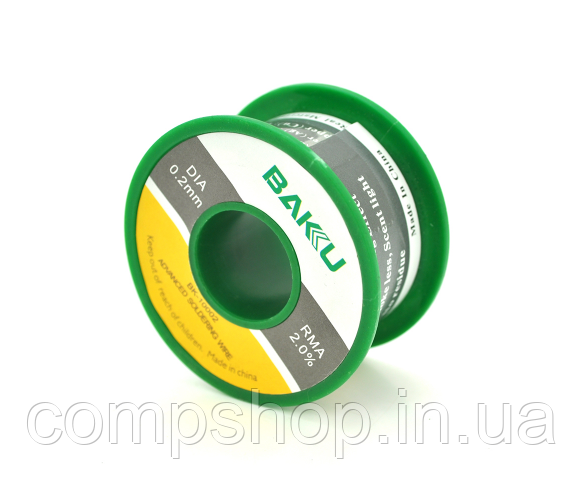 Припій BAKKU Solder wire BK10002 Дротовий, олова-Sn 97%,  срібла-Ag 0,3%, міді-Cu 0,7%, флюсу 2%, 0,2 мм, вага, фото 1