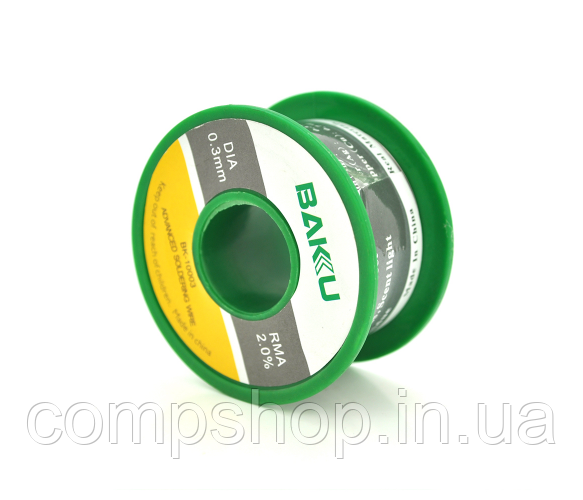 Припій BAKKU Дротовий Solder wire BK10003 Дротовий, олова-Sn 97%,  срібла-Ag 0,3%, міді-Cu 0,7%, флюсу 2%, 0,3, фото 1