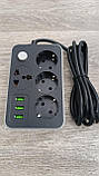 Мережевий подовжувач 4 розетки + 3 USB 2 метри, фото 3