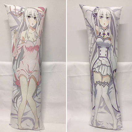 Дакімакура Re:Zero Емілія / Ре:Зеро Життя з нуля в альтернативному світі (54см х 18см) | Аніме подушка
