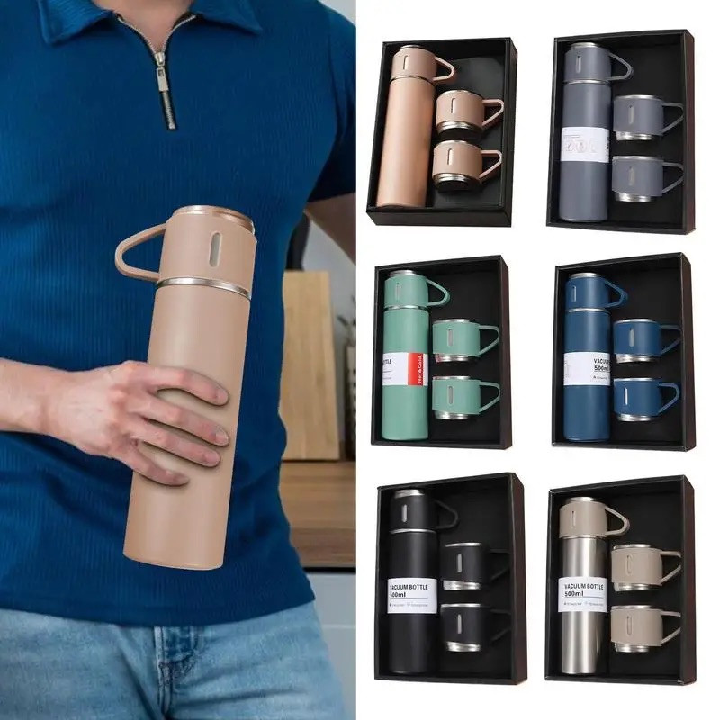 Подарунковий набір термос вакуумний із 3 чашками 500 мл, фото 1