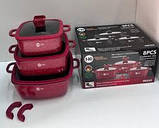 Набір квадратних каструль із гранітним покриттям Higher kitchen НК-323 Червоний, фото 2