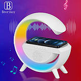 Багатофункціональна лампа нічник із бездротовою зарядкою, Bluetooth Колонкою, будильником, RGB-підсвіткою, фото 3