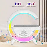 Багатофункціональна лампа нічник із бездротовою зарядкою, Bluetooth Колонкою, будильником, RGB-підсвіткою, фото 4