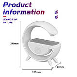 Багатофункціональна лампа нічник із бездротовою зарядкою, Bluetooth Колонкою, будильником, RGB-підсвіткою, фото 7