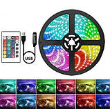 Світлодіодна стрічка LED RGB USB APP SF-20 самоклейні 5 м з пультом ДК на 300 діодів, фото 3