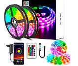 Світлодіодна стрічка LED RGB USB APP SF-20 самоклейні 5 м з пультом ДК на 300 діодів, фото 6