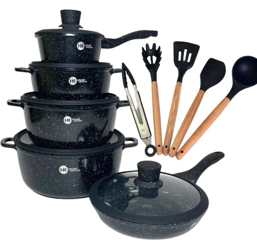 Набір посуду із гранітним покриттям Higher kitchen НК-316 Чорний, фото 1