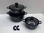 Набор кастрюль с гранитным покрытием Higher kitchen НК-325 Черный, фото 2