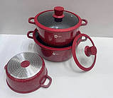 Набор кастрюль с гранитным покрытием Higher kitchen НК-325 Червоний, фото 3