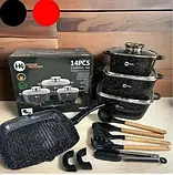 Набір каструль із гранітним покриттям Higher kitchen НК-317 Чорний, фото 3