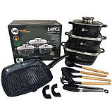 Набір каструль із гранітним покриттям Higher kitchen НК-317 Чорний, фото 5