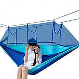 Підвісний нейлоновий туристичний гамак з антимоскітною сіткою, фото 9