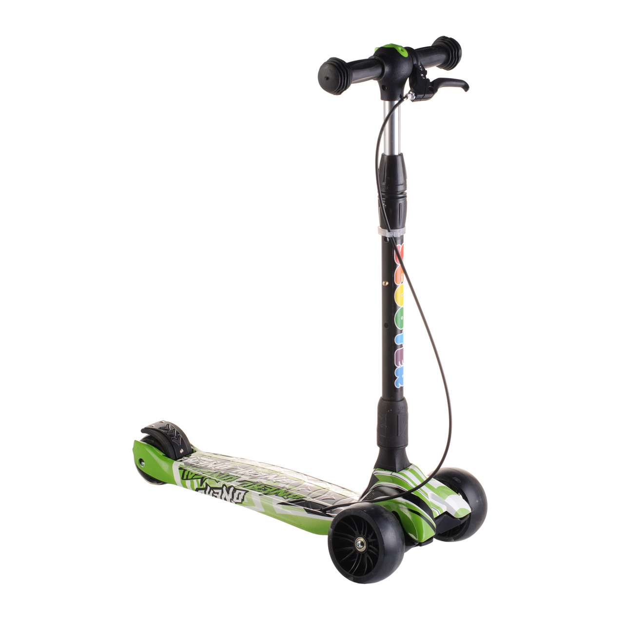 Дитячий самокат Smart Scooter, ручне гальмо, зі широкими PU колесами, що світяться, 130мм "Ліс" від 2-10 років xj333a, фото 1