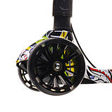 Дитячий самокат Smart Scooter, ручне гальмо, зі широкими PU колесами, що світяться, 130мм "Ліс" від 2-10 років xj333a, фото 3