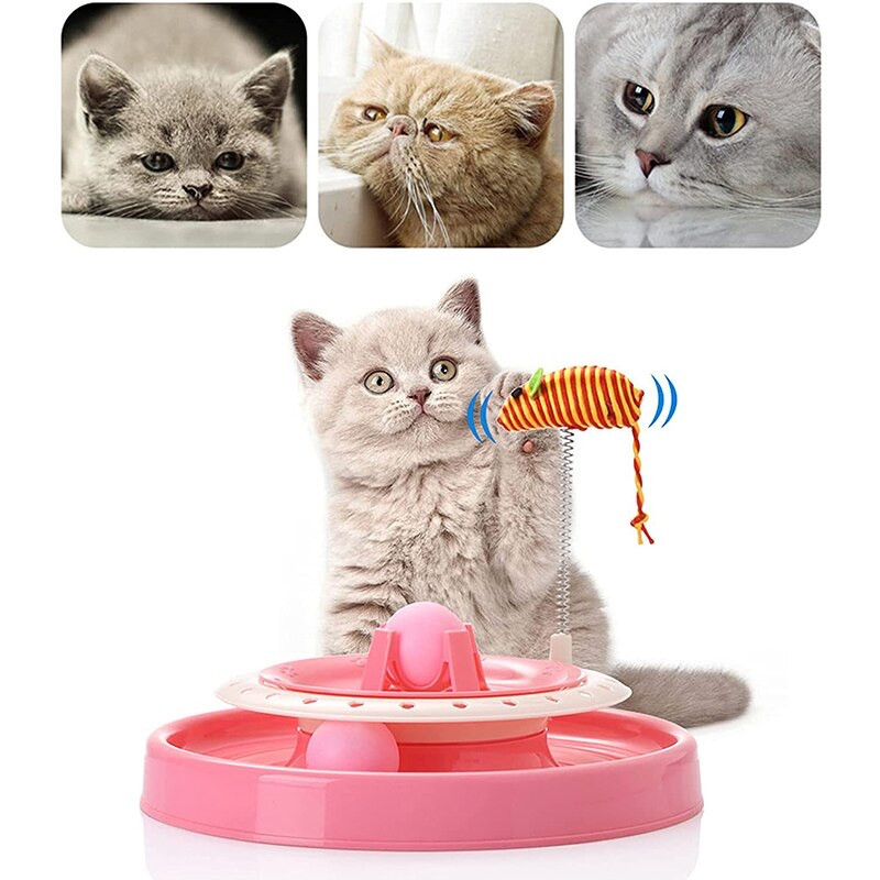 Іграшка для котиків Cat Scratch Pan з двома м'ячиками і мишкою, фото 1