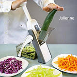 Універсальний слайсер овочерізка для овочів і фруктів із контейнером ручний мультислайсер, фото 4