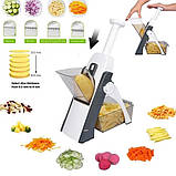 Універсальний слайсер овочерізка для овочів і фруктів із контейнером ручний мультислайсер, фото 7
